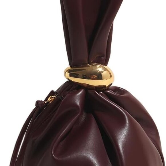 Versatile Burgundy Vegan Leather Wristlet with Gold Zip - Ideal for Everyday - Picture 1 of 6